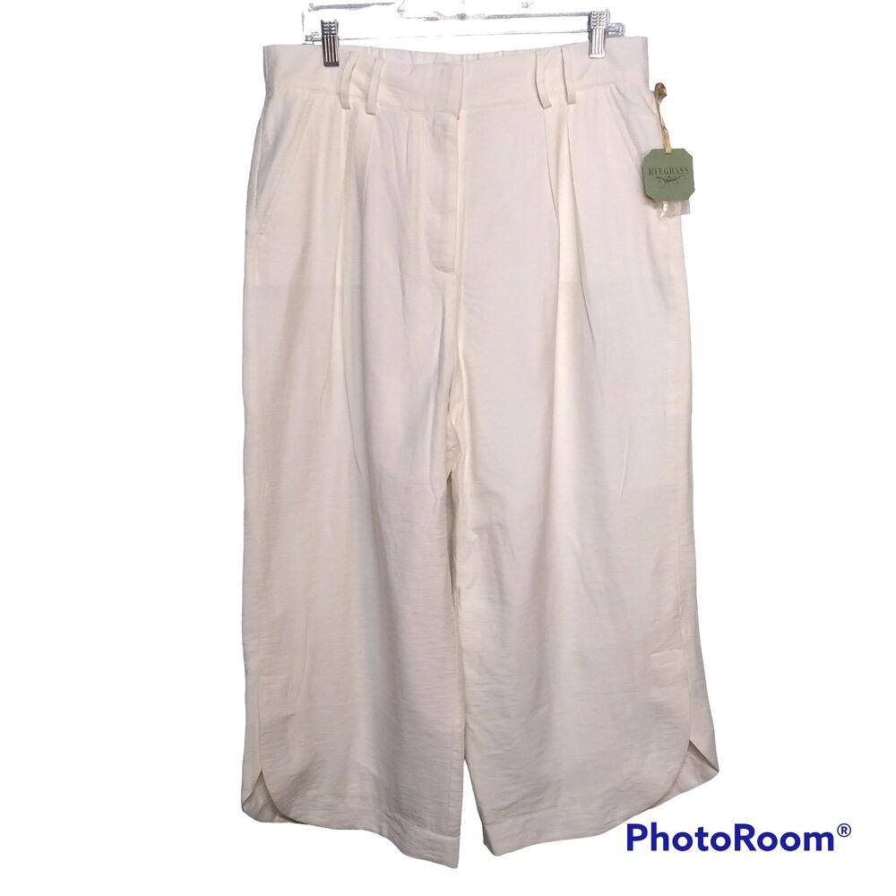 NWT Wide Leg Cropped Pants RYEGRASS SZ L crema - Picture 10 of 10